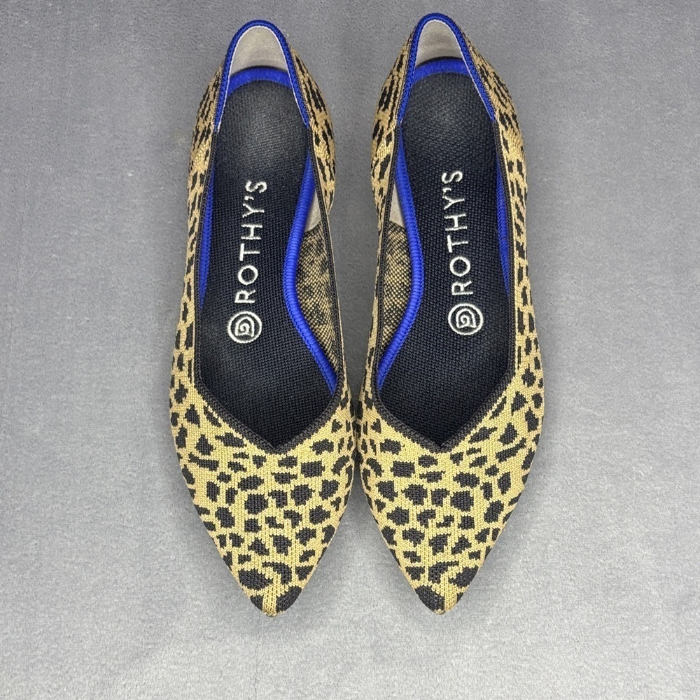 Rothy’s Leopard Print Pointed Flats Brown Black Knit Size 8